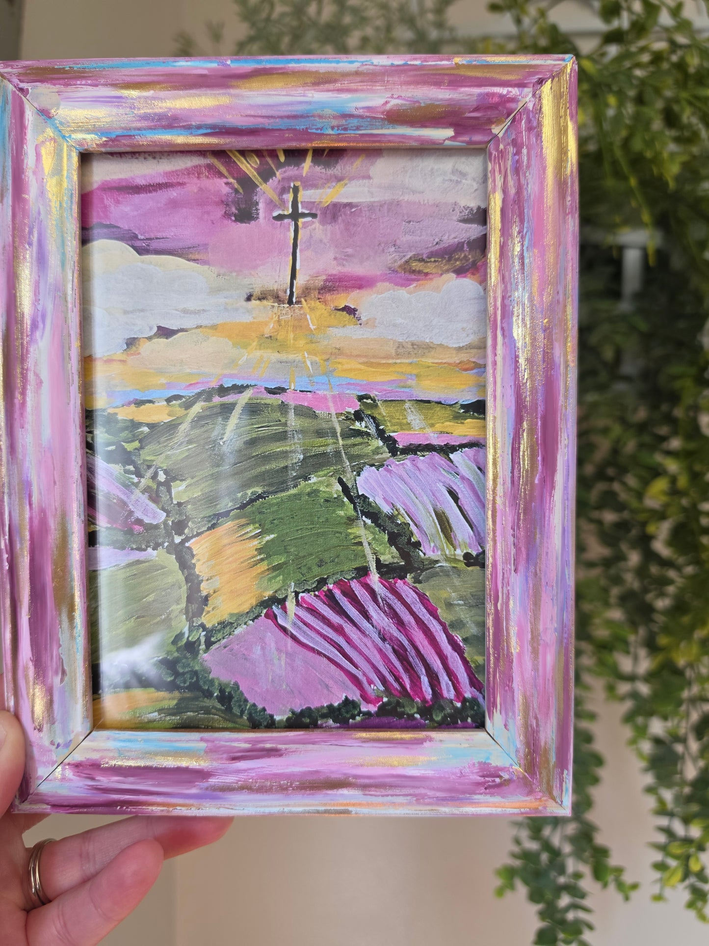 6.5x8.5n. Arise and Shine. Print Inside Orignal Painted Wooden Frame.