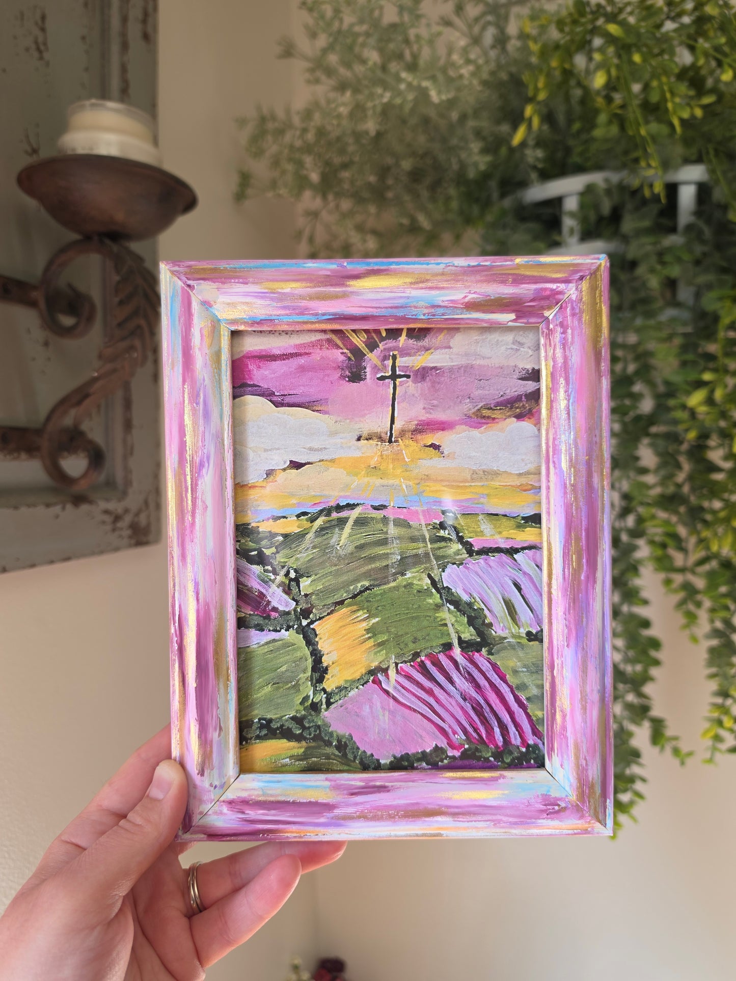 6.5x8.5n. Arise and Shine. Print Inside Orignal Painted Wooden Frame.
