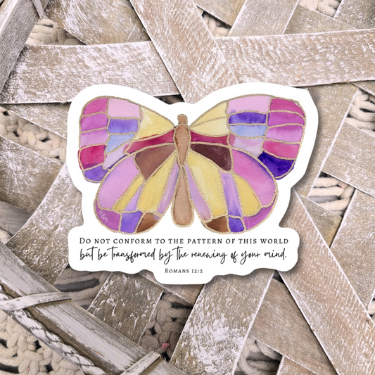 Be Transformed Stained Glass Butterfly. Artwork Vinyl Waterproof Sticker.