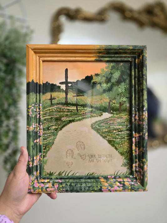 Walk By Faith Not By Sight. Print Inside Painted Frame.