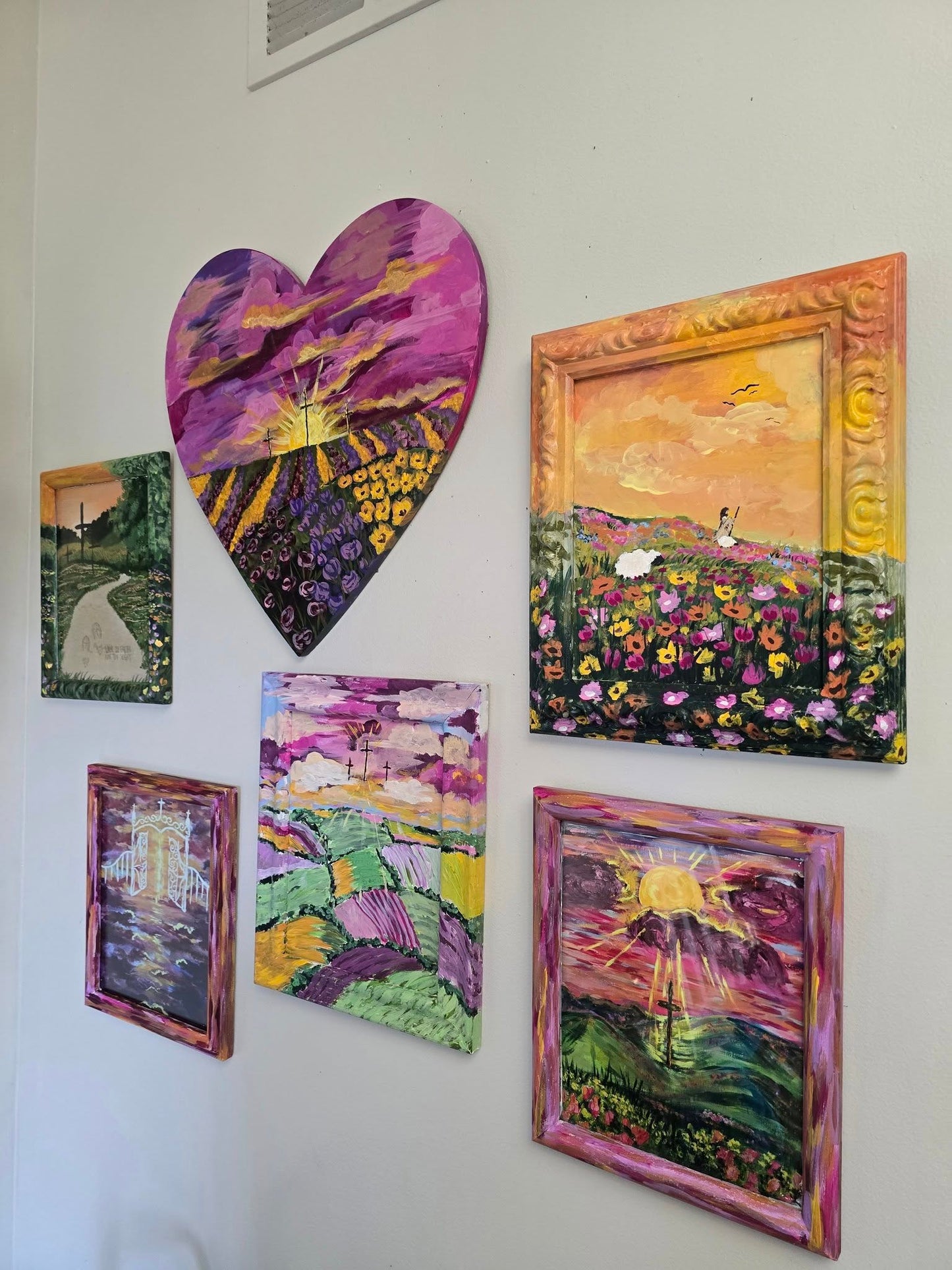 12x14in Guidance and Peace. Original Artwork Panel Canvas Inside Painted Wooden Frame.