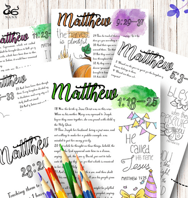 Bible Study Coloring Journal Sheets