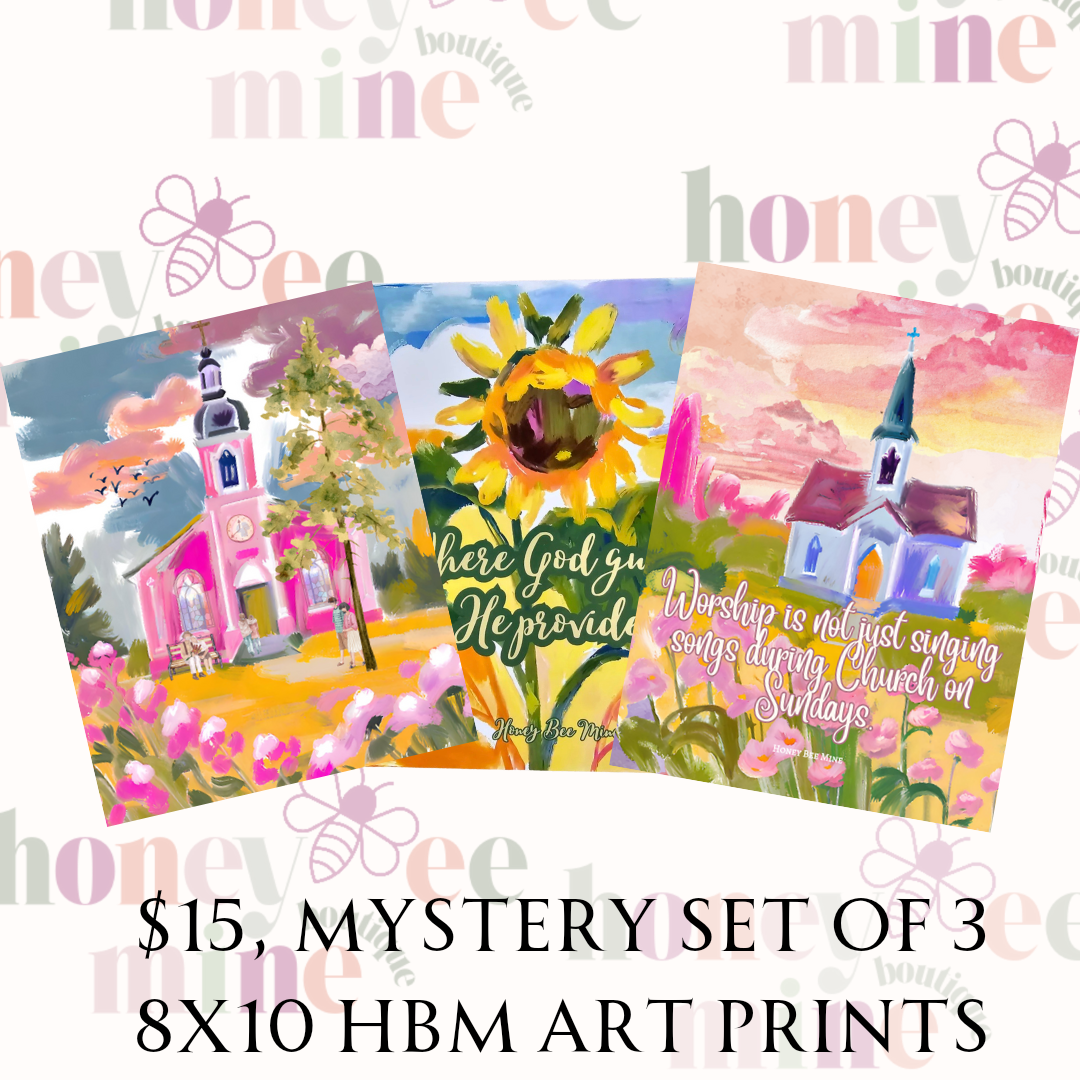 $15 Three 8x10 Mystery HBM Prints. Print Only.