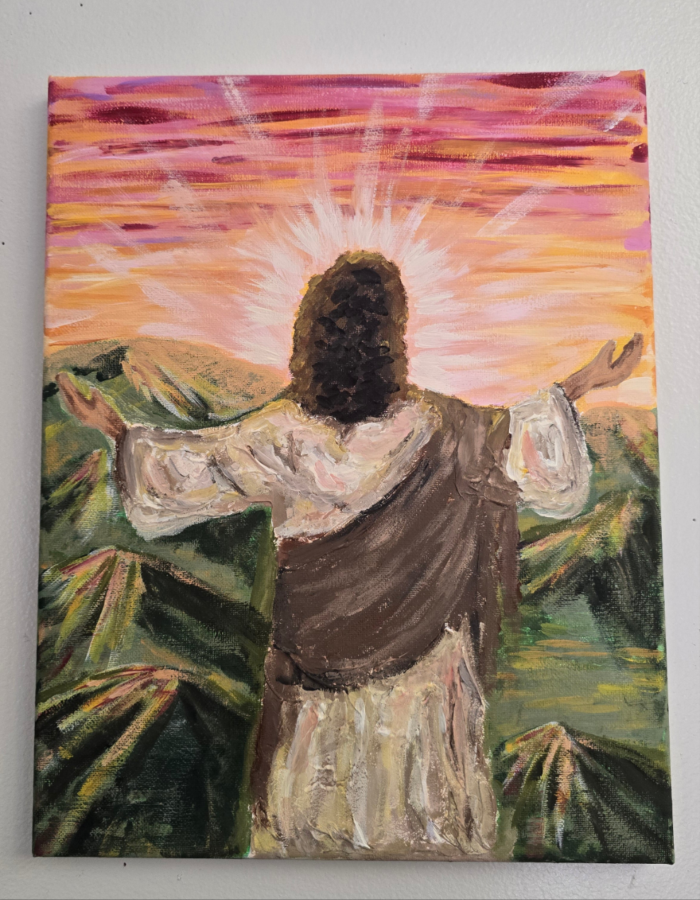 In The Beginning, God Created The Heavens and The Earth. Original Painted Textured Artwork.