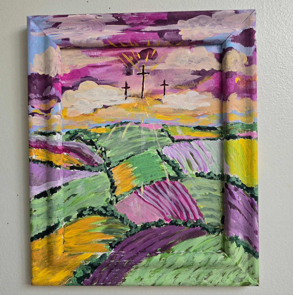 11x13in. Arise and Shine. Isaiah 60:1. Original Artwork Panel Canvas Inside Painted Wooden Frame.