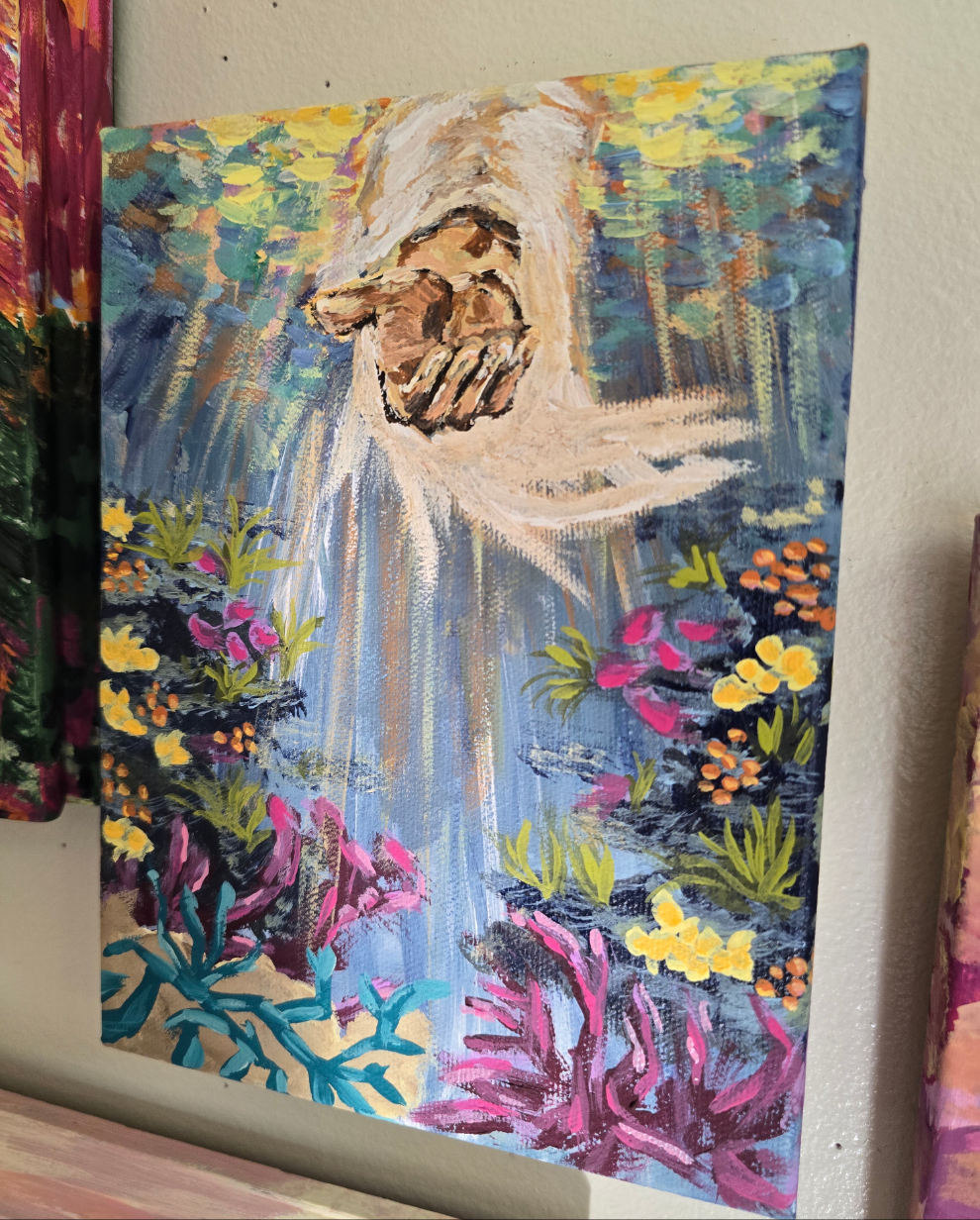6x8in Beauty At Rock Bottom. Original Painted Canvas Artwork.