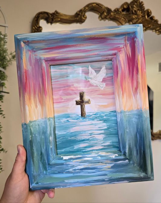 New Beginnings. Print In Painted Wooden Frame.