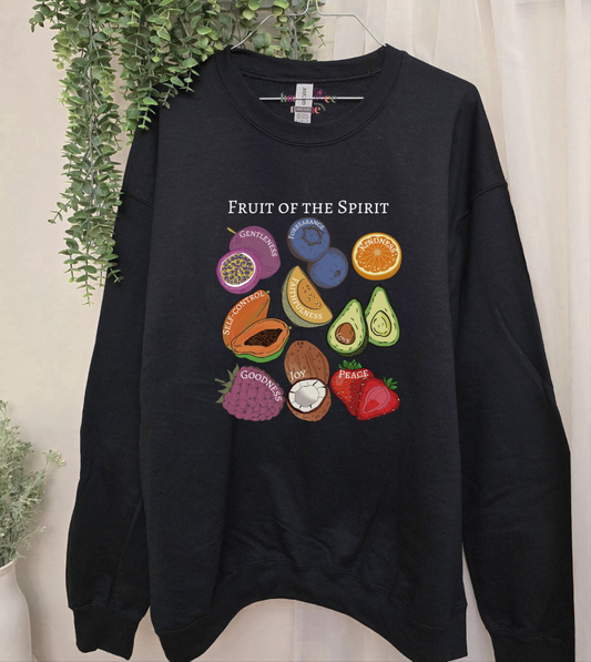 Fruit of The Spirit. Black Crewneck Sweatshirt.