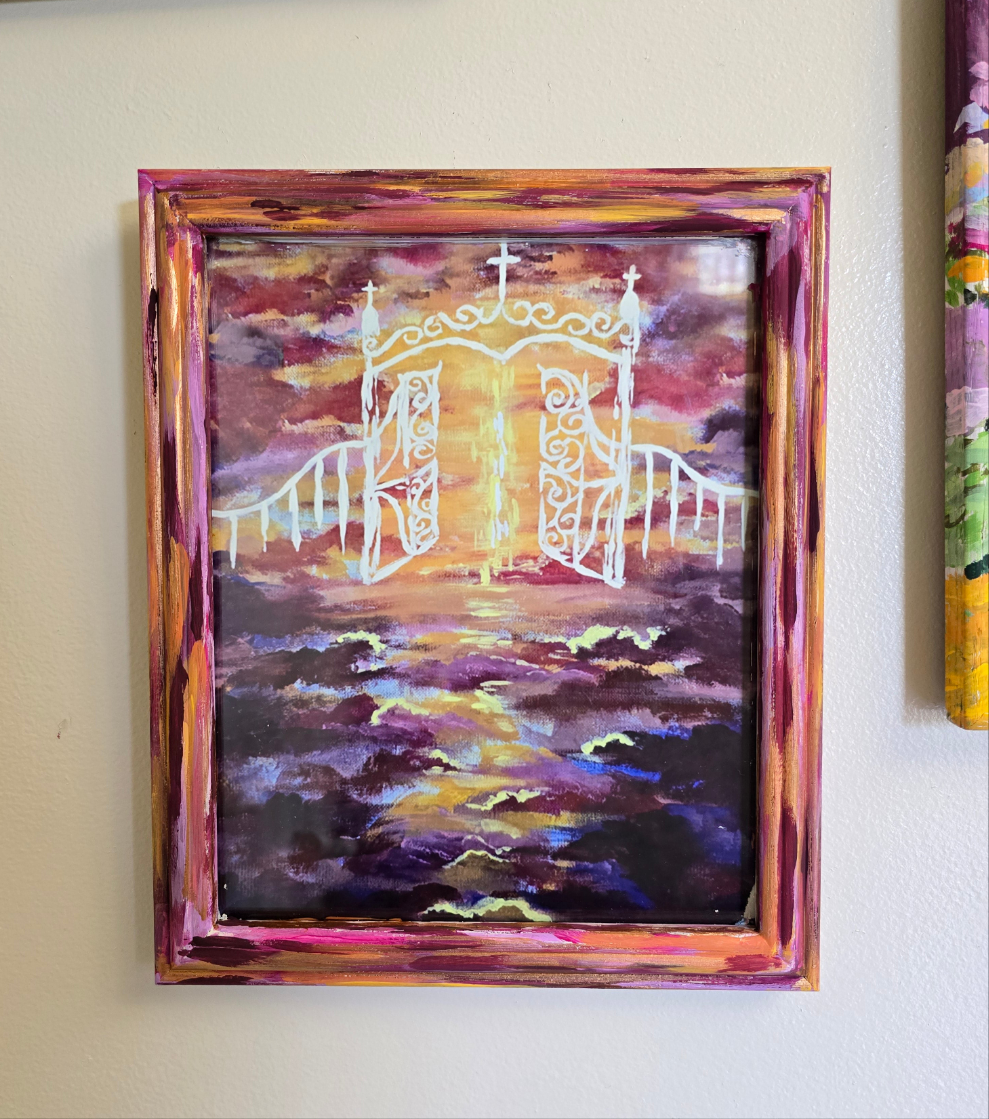 9.5x11.5in The Gates Of Heaven. Print Inside Original Painted Frame.