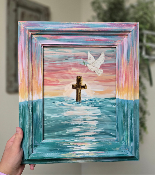 New Beginnings. Print Inside Painted Frame.