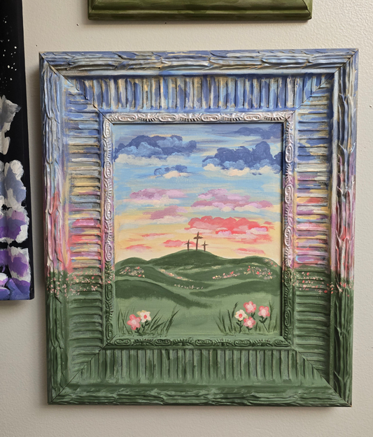 Consider How The Wildflowers Grow. 16x14in Framed Original Painted Art.