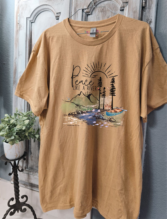 Peace Like a River. Vintage Gold Tee.