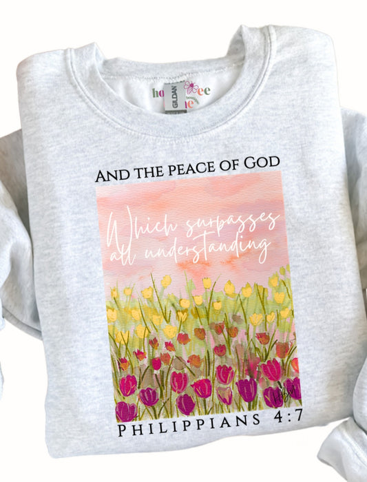 And The Peace of God. Grey Crewneck Sweatshirt.