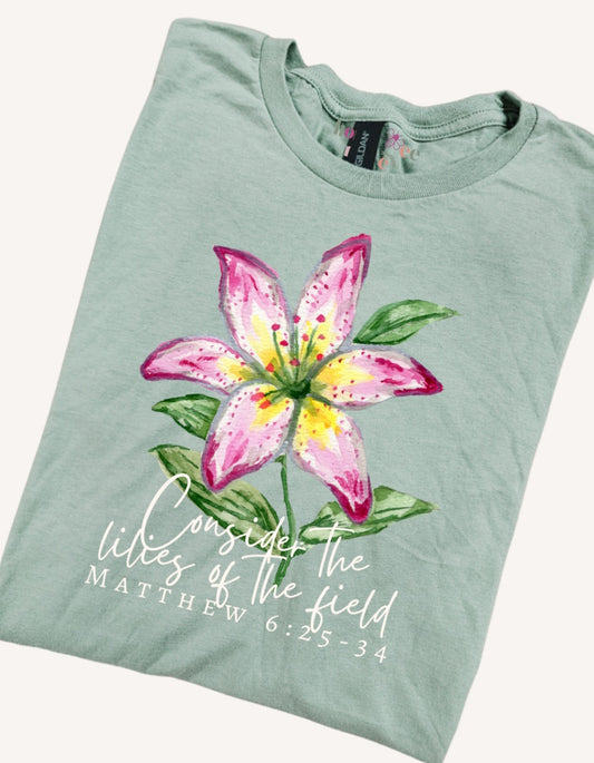 Cinsider The Lilies. Emerald Green Tee.