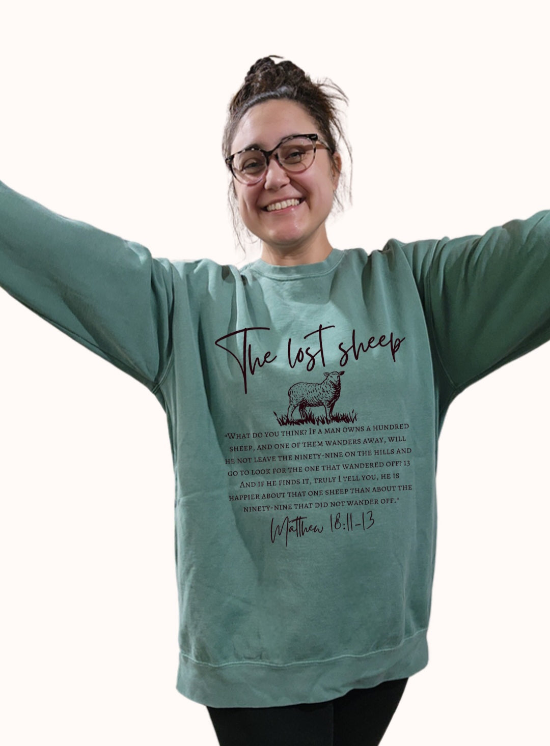 The Lost Sheep. Sage Green Comfort Colors Crewneck Sweatshirt.