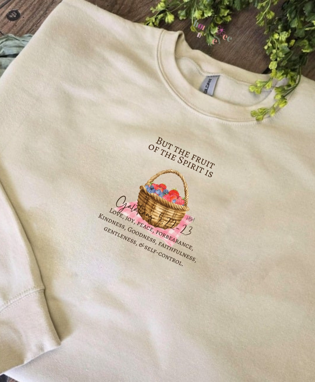 Fruit of The Spirit. Sandstone Crewneck Sweatshirt.