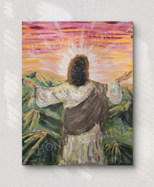 In The Beginning, God Created The Heavens and The Earth. Satin Art Print.