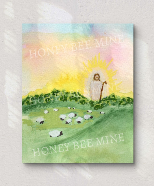 The Lord Is My Shepherd. Satin Art Print.