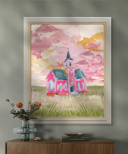 It Is Well With My Soul Pink Sunset. Print Only.