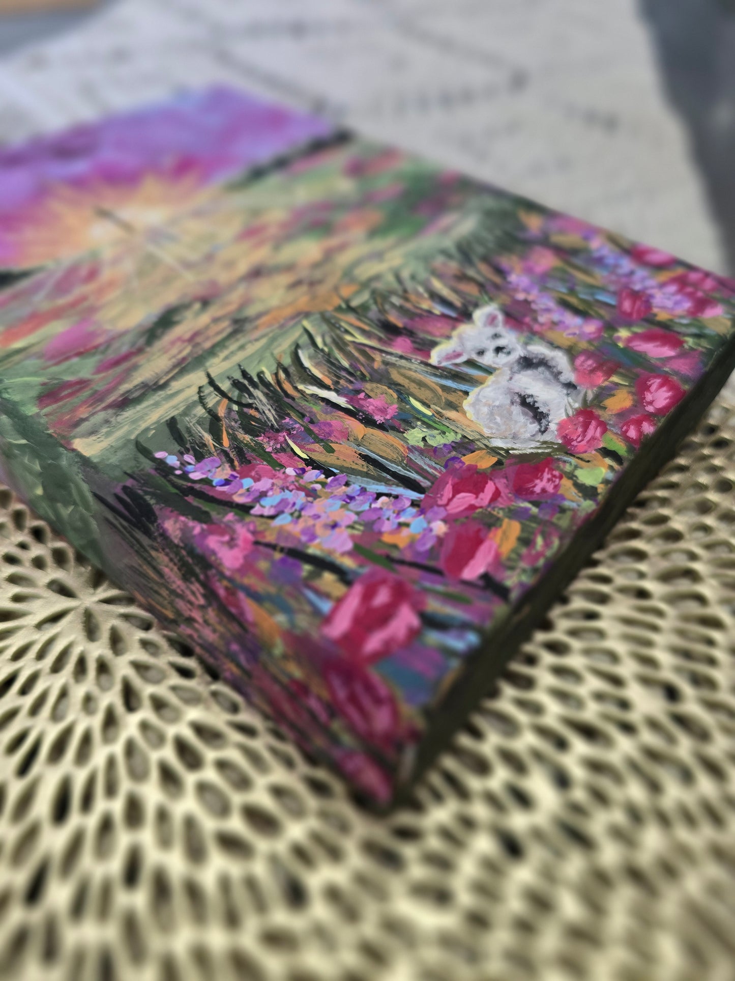 6x8in He Left The 99. Original Painted Canvas Artwork.