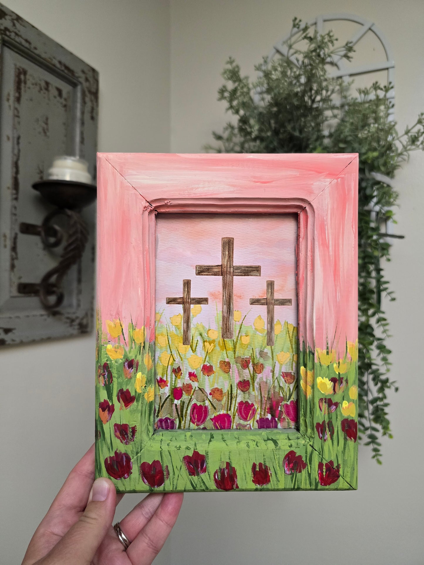 7x9in The Peace Of God. Print Inside Original Painted Frame.