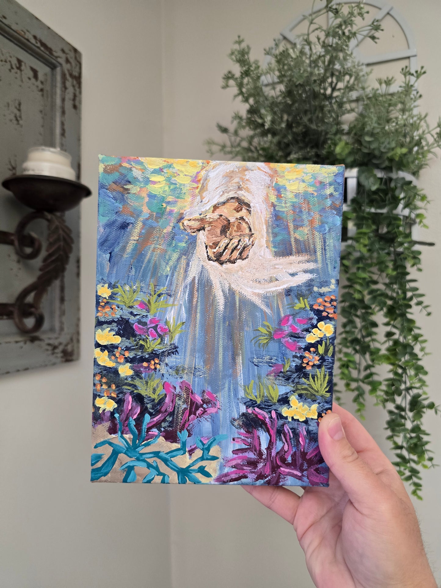 6x8in Beauty At Rock Bottom. Original Painted Canvas Artwork.