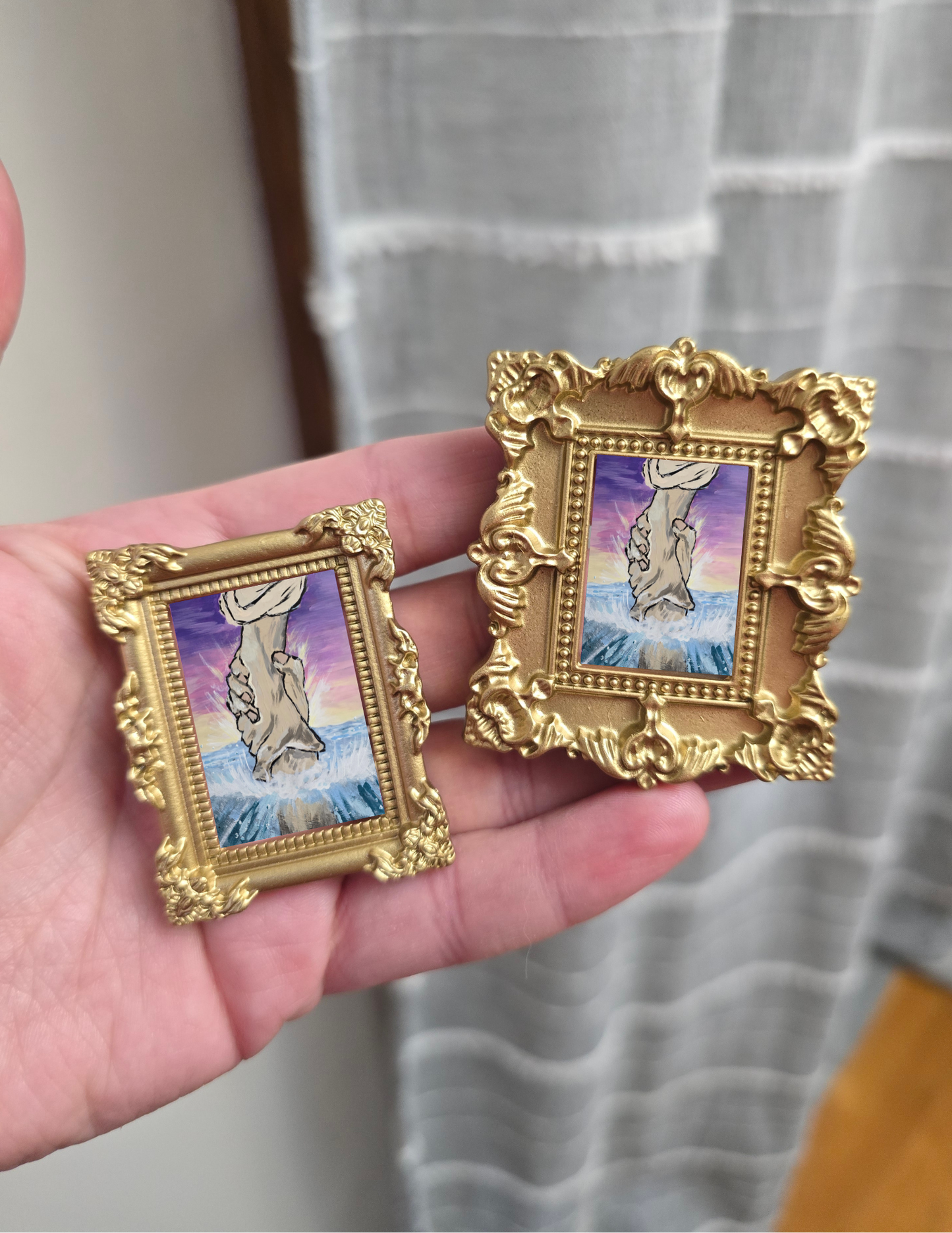 Mini Golden Painted Framed, Textured Artwork Magnet. READ DESCRIPTION.