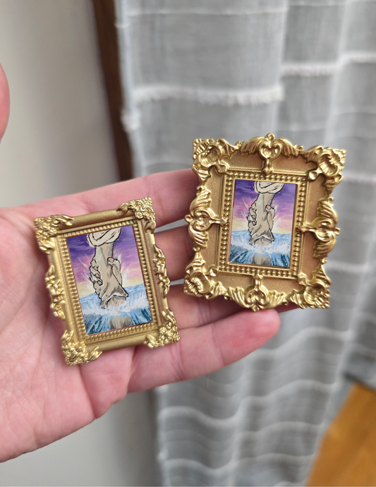 Mini Golden Painted Framed, Textured Artwork Magnet. READ DESCRIPTION.
