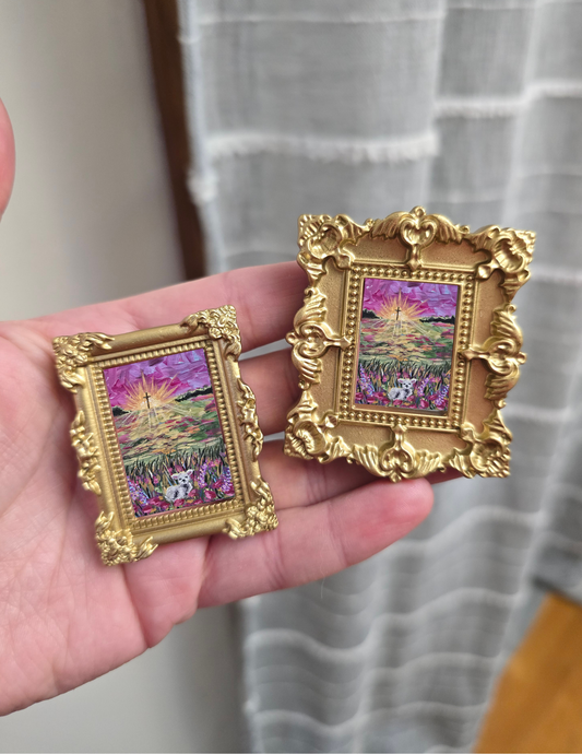 Mini Golden Painted Framed, Textured Artwork Magnet. READ DESCRIPTION.