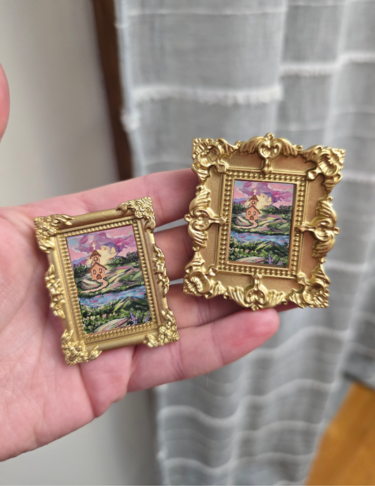 Mini Golden Painted Framed, Textured Artwork Magnet. READ DESCRIPTION.