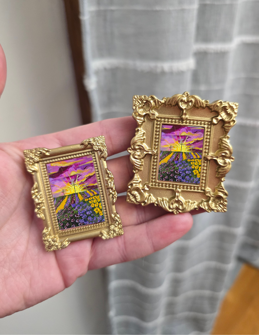 Mini Golden Painted Framed, Textured Artwork Magnet. READ DESCRIPTION.