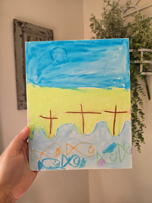 Brantleys Creations. The Sea Is His Because He Made It Psalm 95:5. Original Artwork Panel Canvas.
