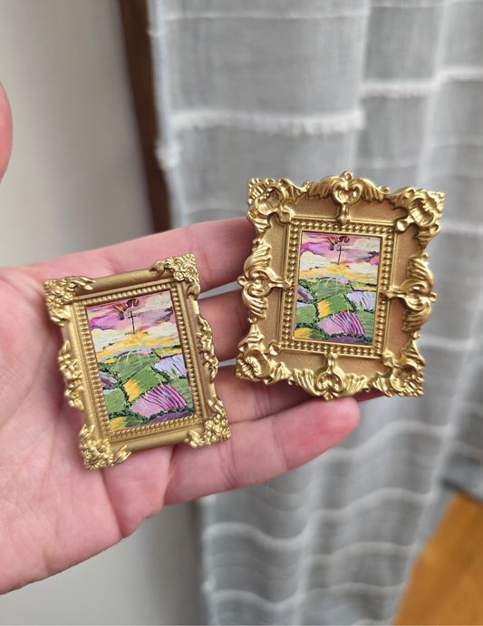 Mini Golden Painted Framed, Textured Artwork Magnet. READ DESCRIPTION.