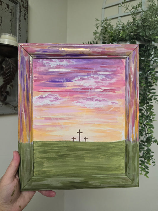 The Way The Truth And The Light. 12x10in Framed Original Painted Art.