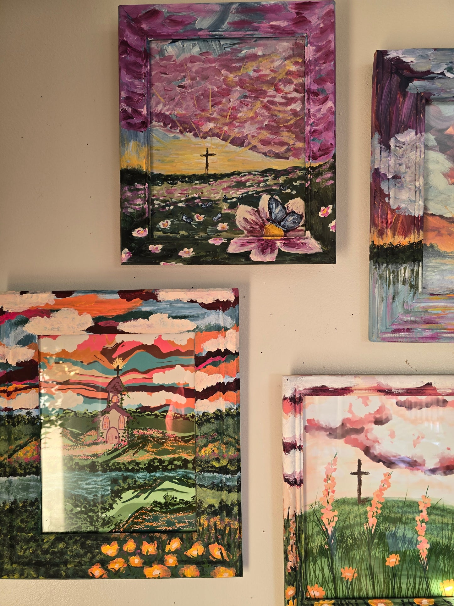 Follow Me. Art Print Inside Original Painted Wooden Frame.