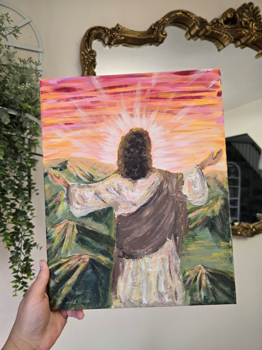 In The Beginning, God Created The Heavens and The Earth. Original Painted Textured Artwork.