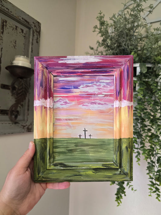 From Sunrise To Sunset His Name is To Be Praised. Print Inside Original Painted Frame.