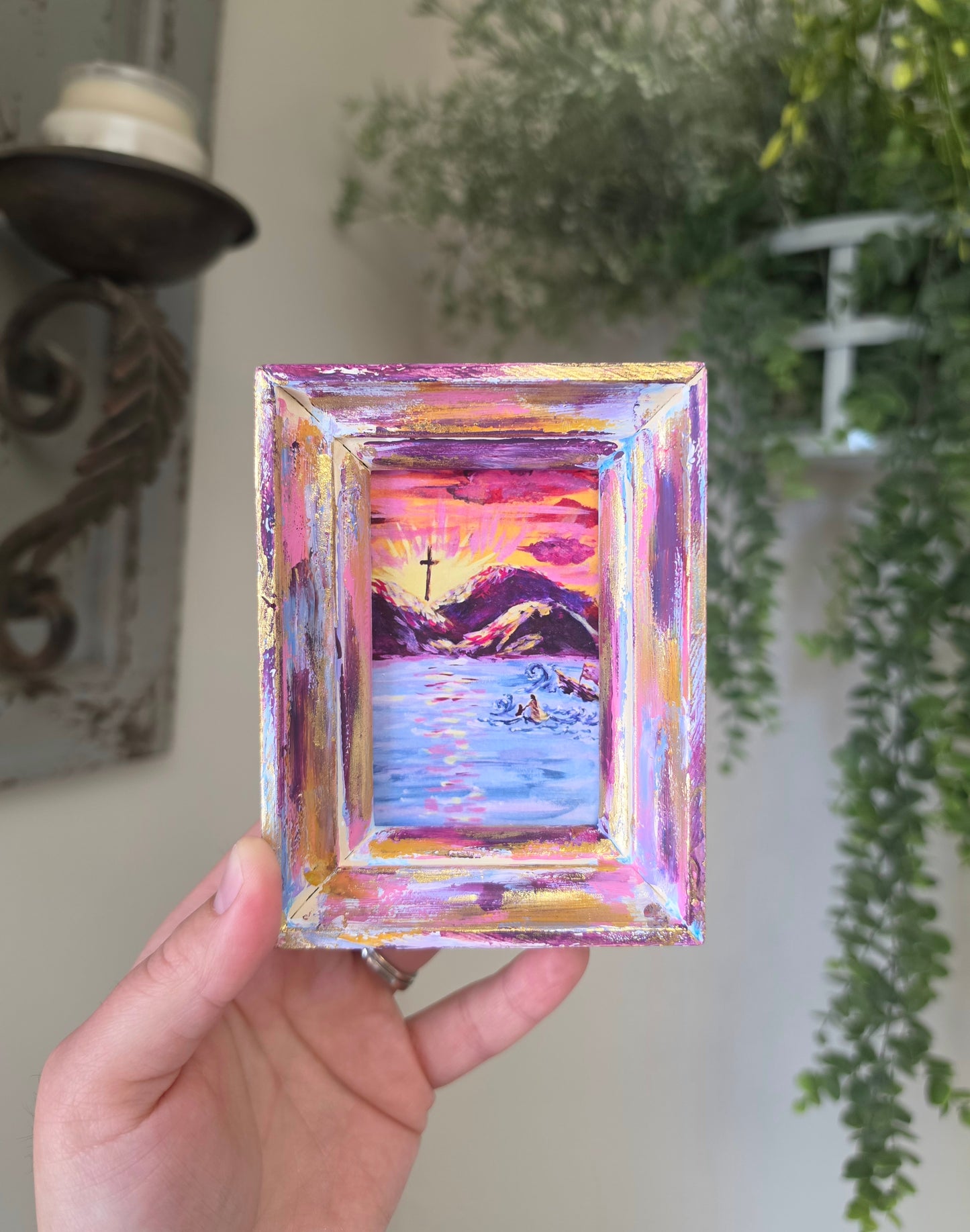 Don't Be Afraid. Art Print Inside Mini Painted Wooden Frame.