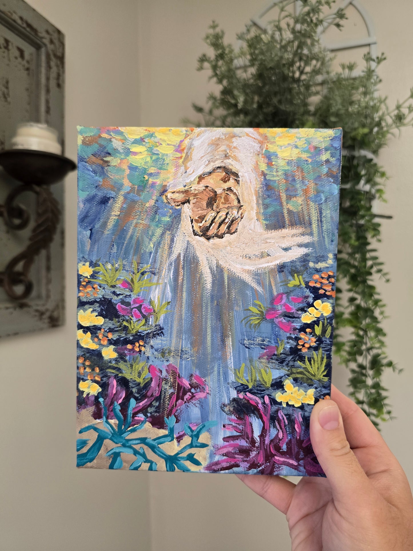 6x8in Beauty At Rock Bottom. Original Painted Canvas Artwork.