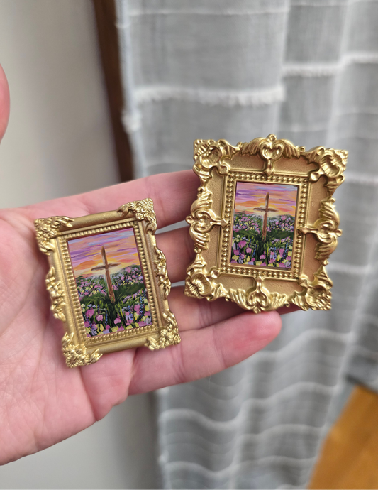 Mini Golden Painted Framed, Textured Artwork Magnet. READ DESCRIPTION.