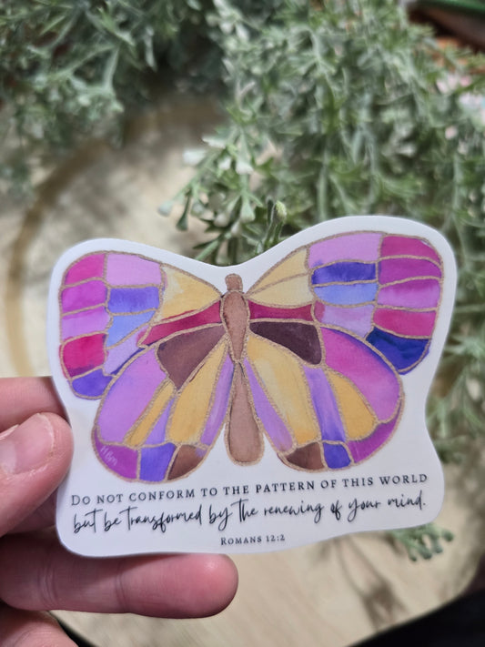 Be Transformed Stained Glass Butterfly. Artwork Vinyl Waterproof Sticker.