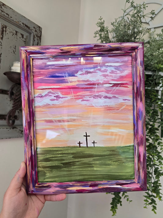 9.5x11.5in From Sunrise To Sunset His Name is To Be Praised. Print Inside Original Painted Frame.
