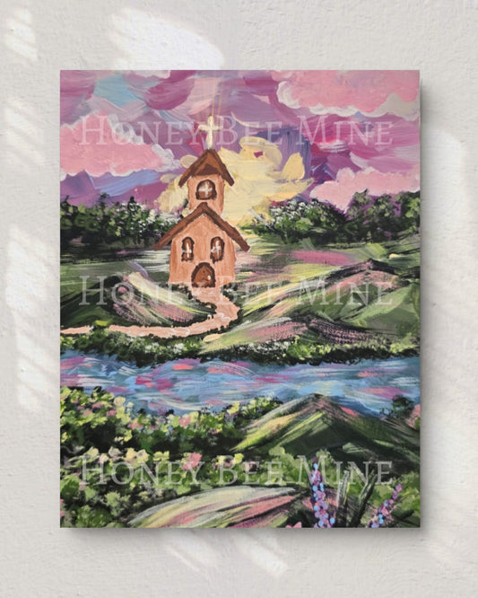 He Is With Us Where We Gather. Satin Art Print.