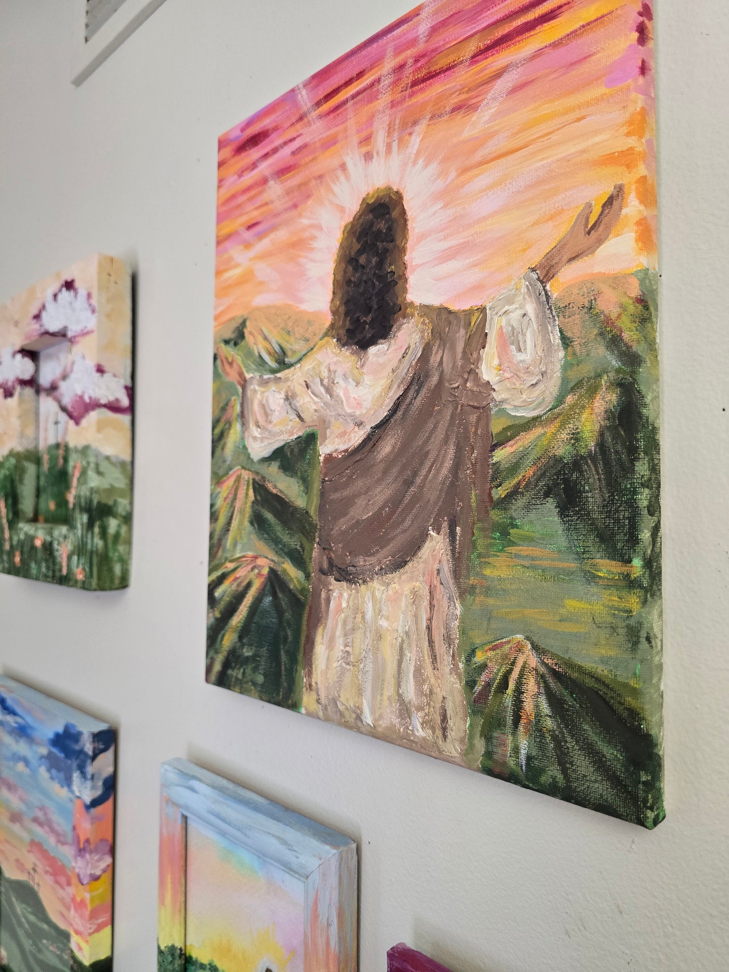 In The Beginning, God Created The Heavens and The Earth. Original Painted Textured Artwork.