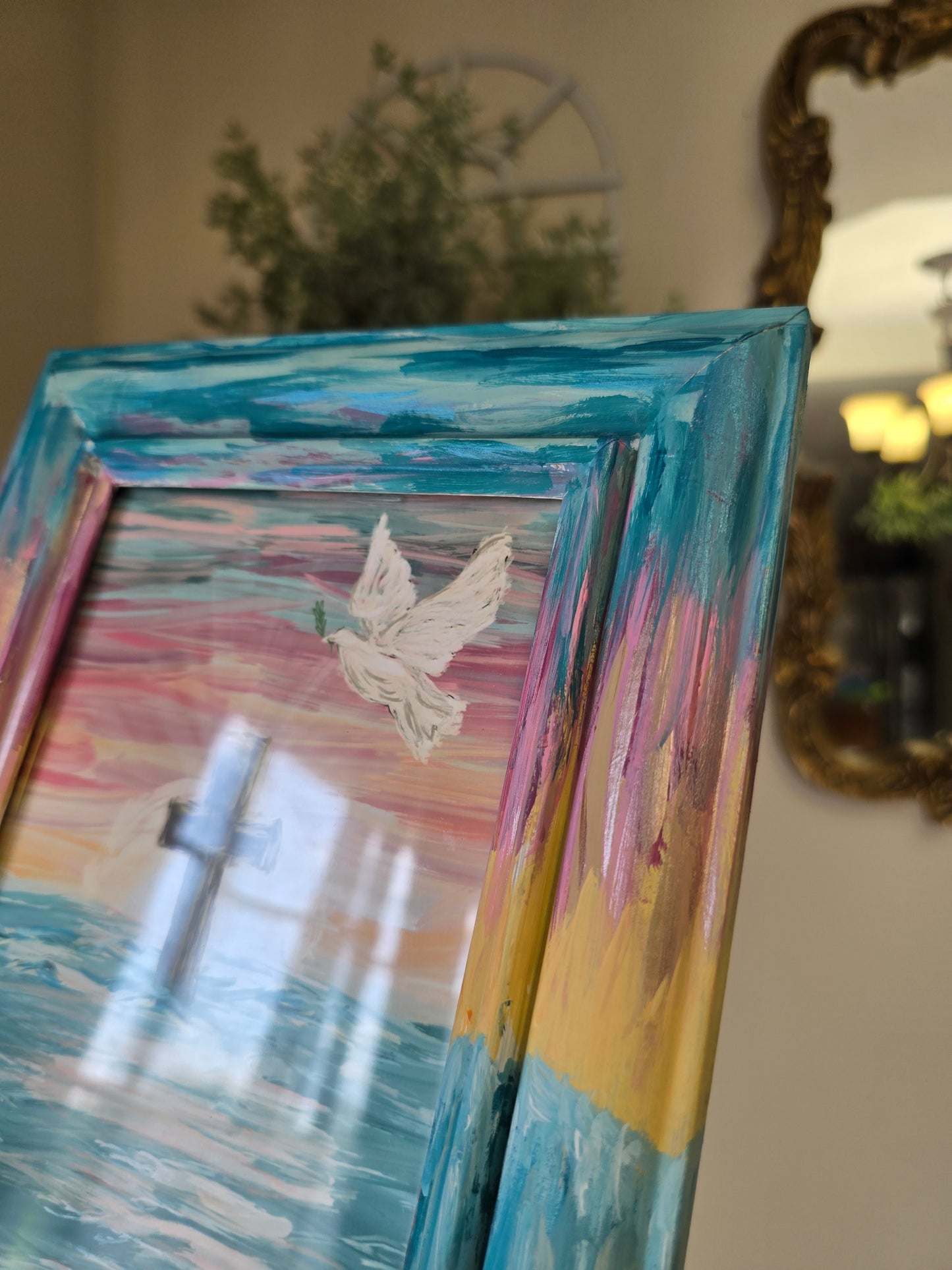 6.5x8.5in. New Beginnings. Print Inside Original Painted Frame.