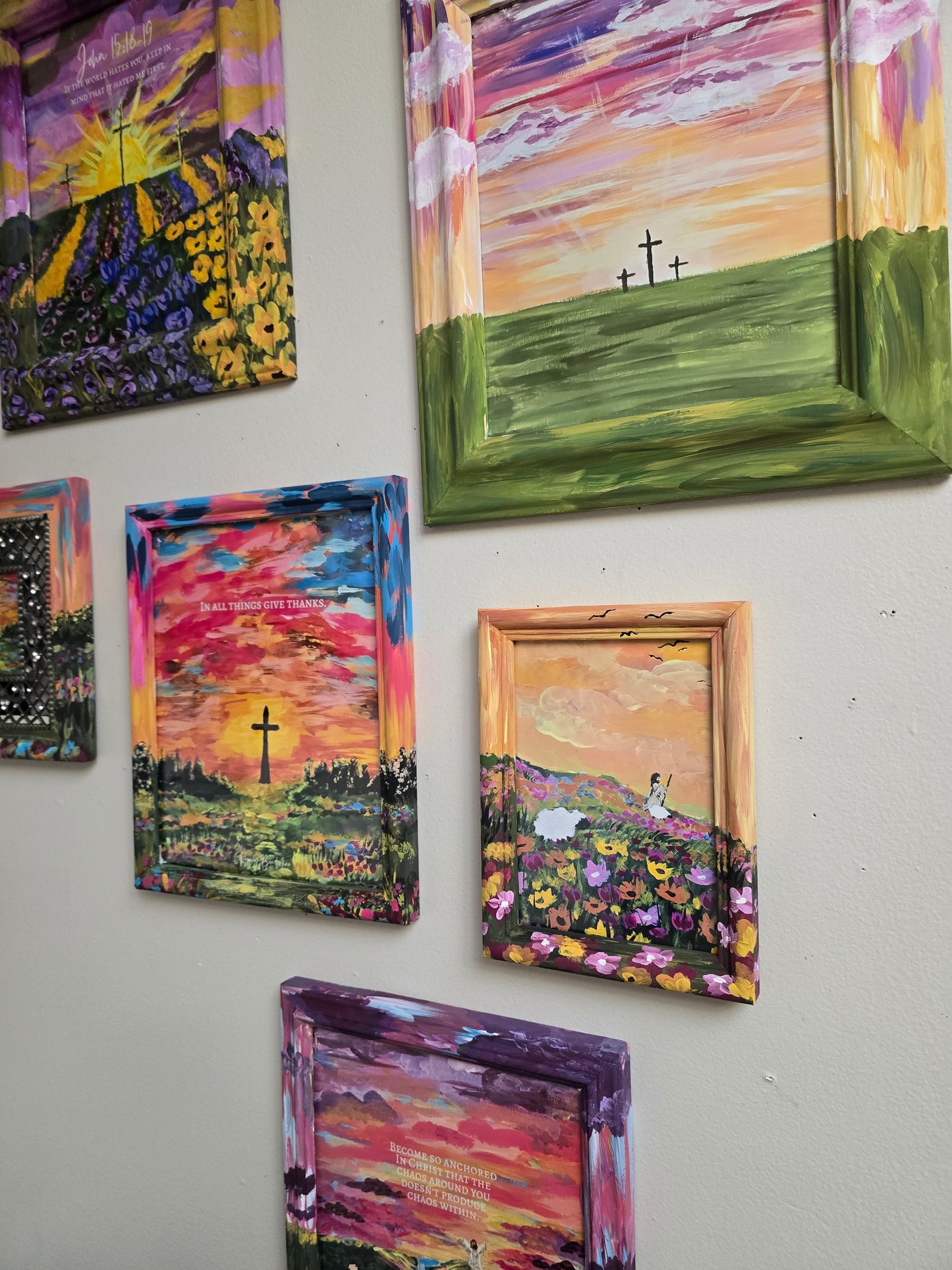 For By Him All Things Were Created. Art Print Inside Painted Wooden Frame.