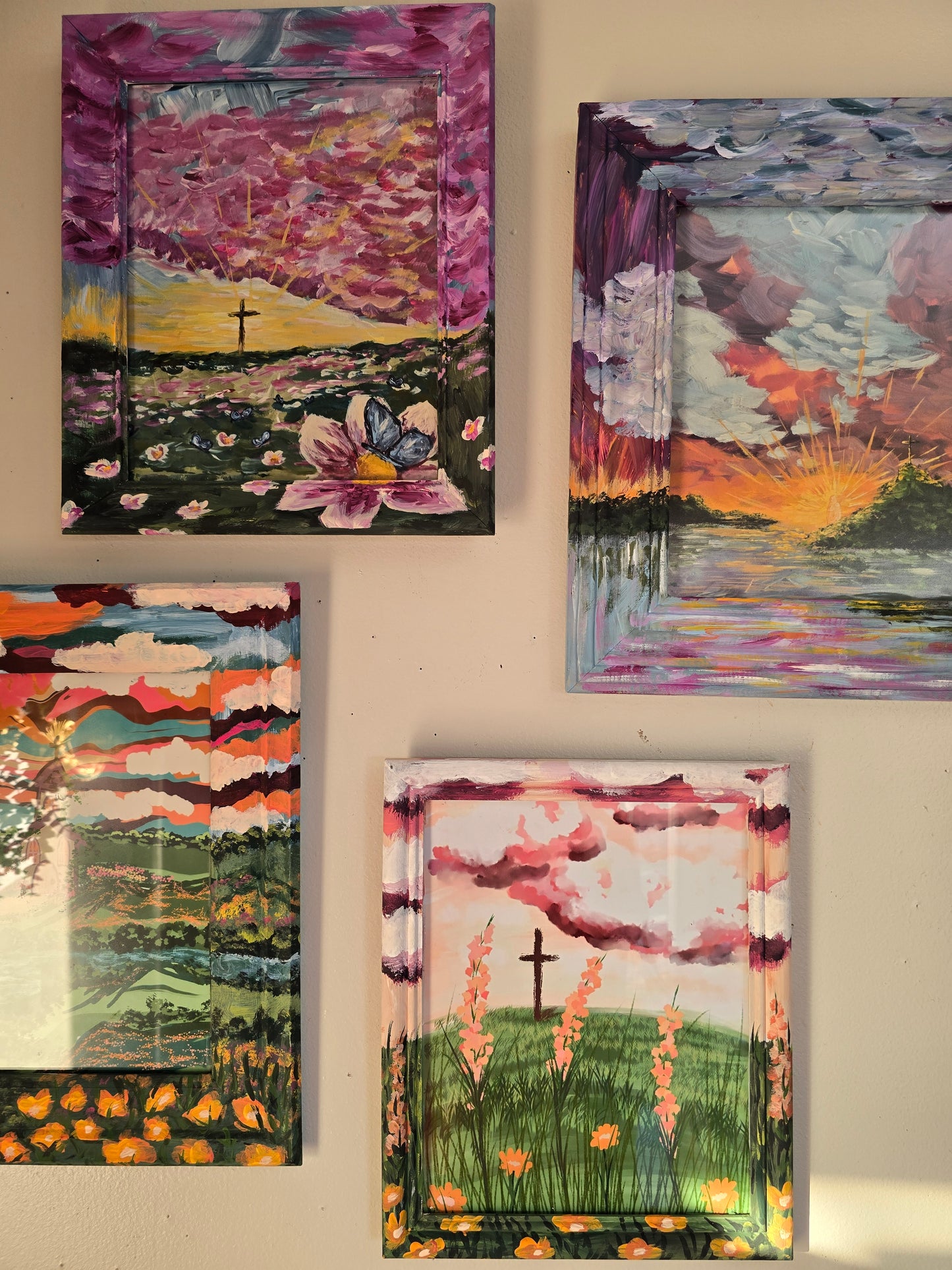 River of Blessings. Art Print Inside Original Painted Wooden Frame.