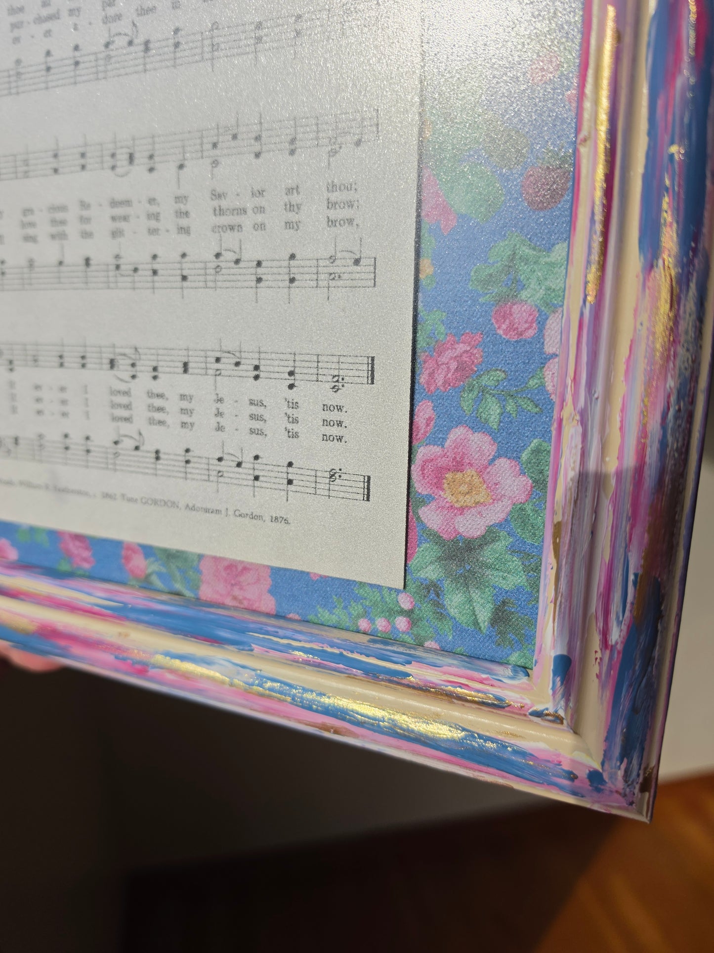 My Jesus I Love Thee. Repurposed Hymn Inside Hand Painted Frame.