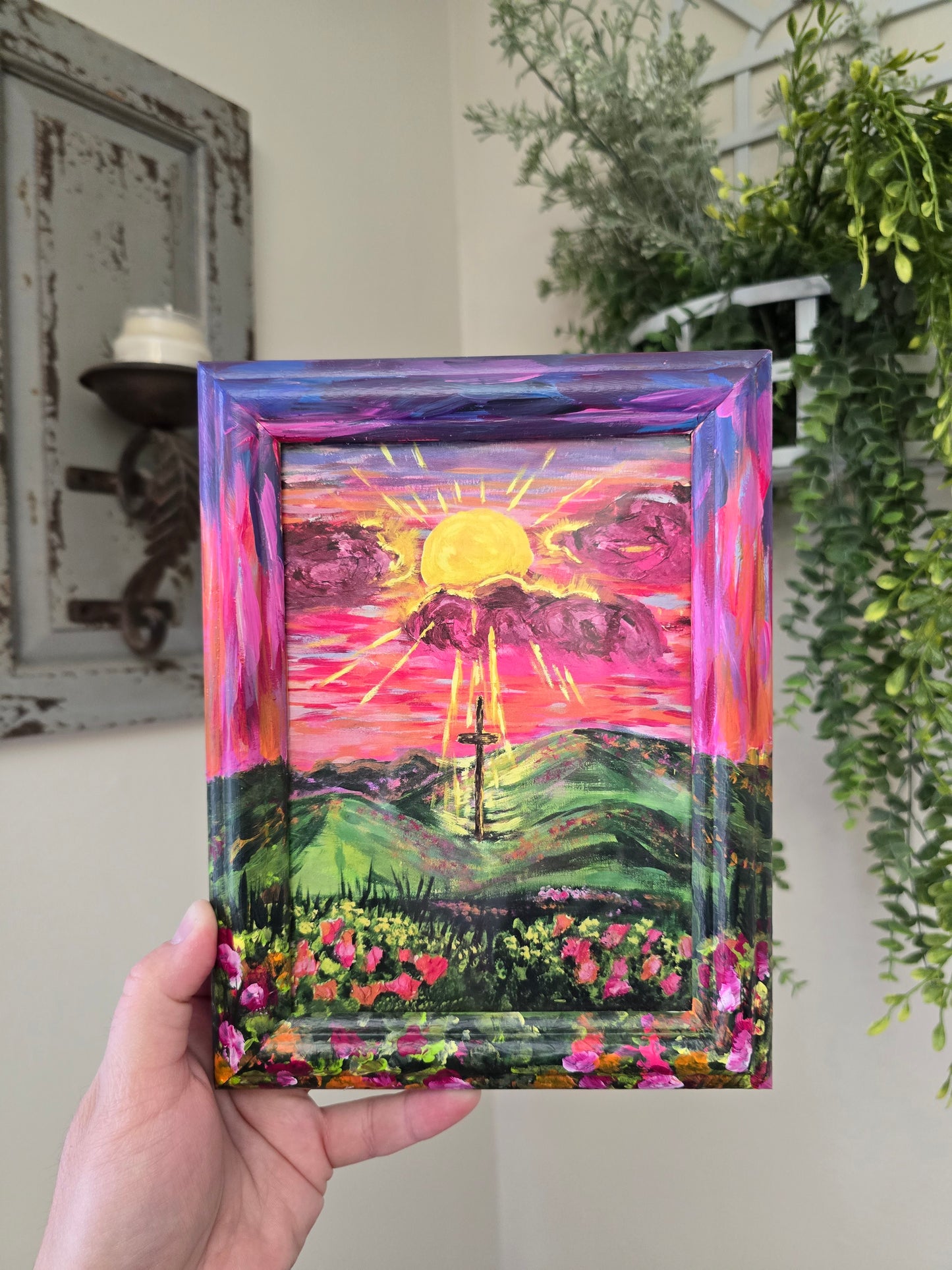 The Light Will Prevail. Print Inside Original Hand Painted Wooden Frame.