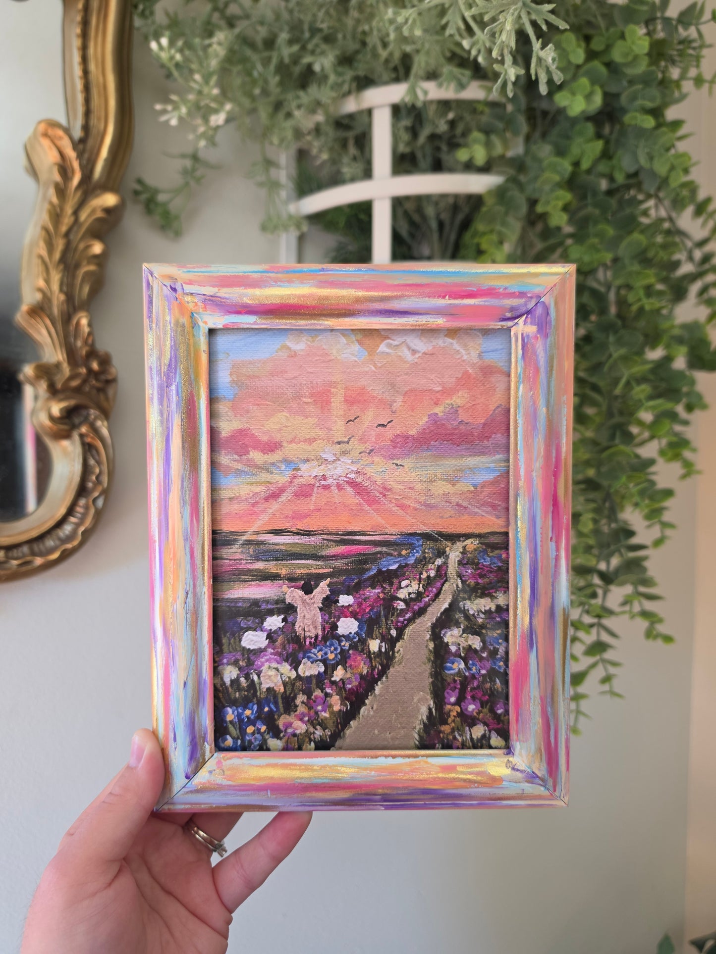 Set Your Mind On Things Above. Print Inside Hand Painted Frame.